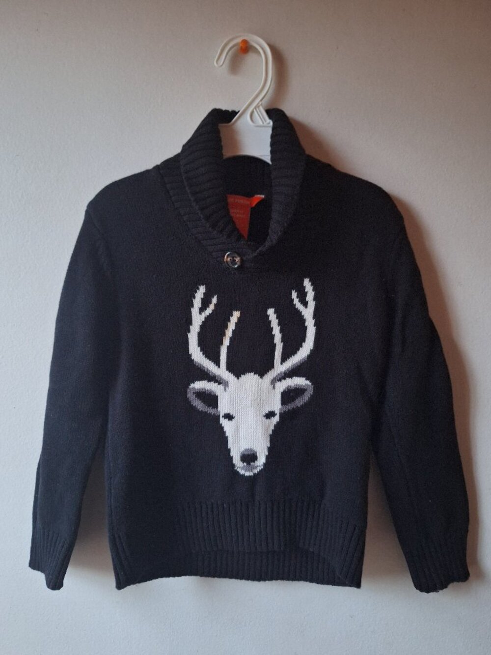 Kid's Size 3 Deer Sweater NEW 100% Cotton Black Fall Winter Ski Outdoors
